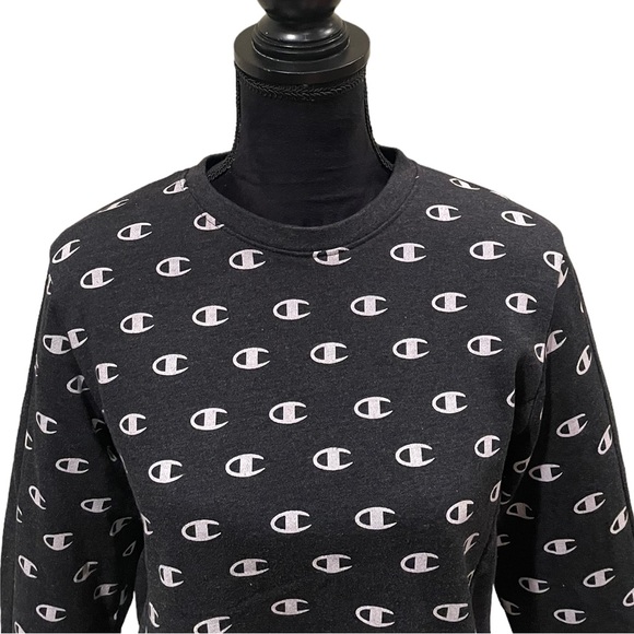 Champion pullover long sleeve insignia athleisure charcoal sweatshirt medium - Picture 3 of 10
